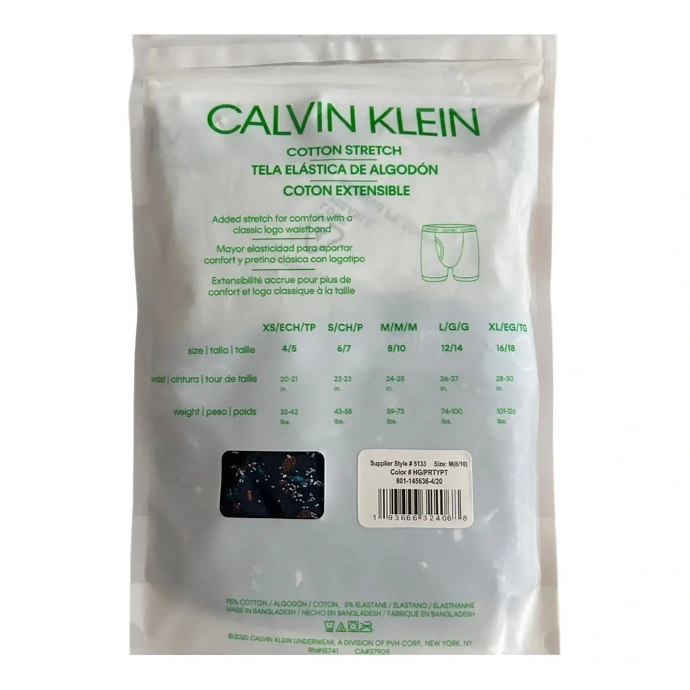 CALVIN KLEIN BOYS BOXER BRIEFS COTTON STRETCH TWO 2 PACKS GRAY BLUE‎ Medium NEW